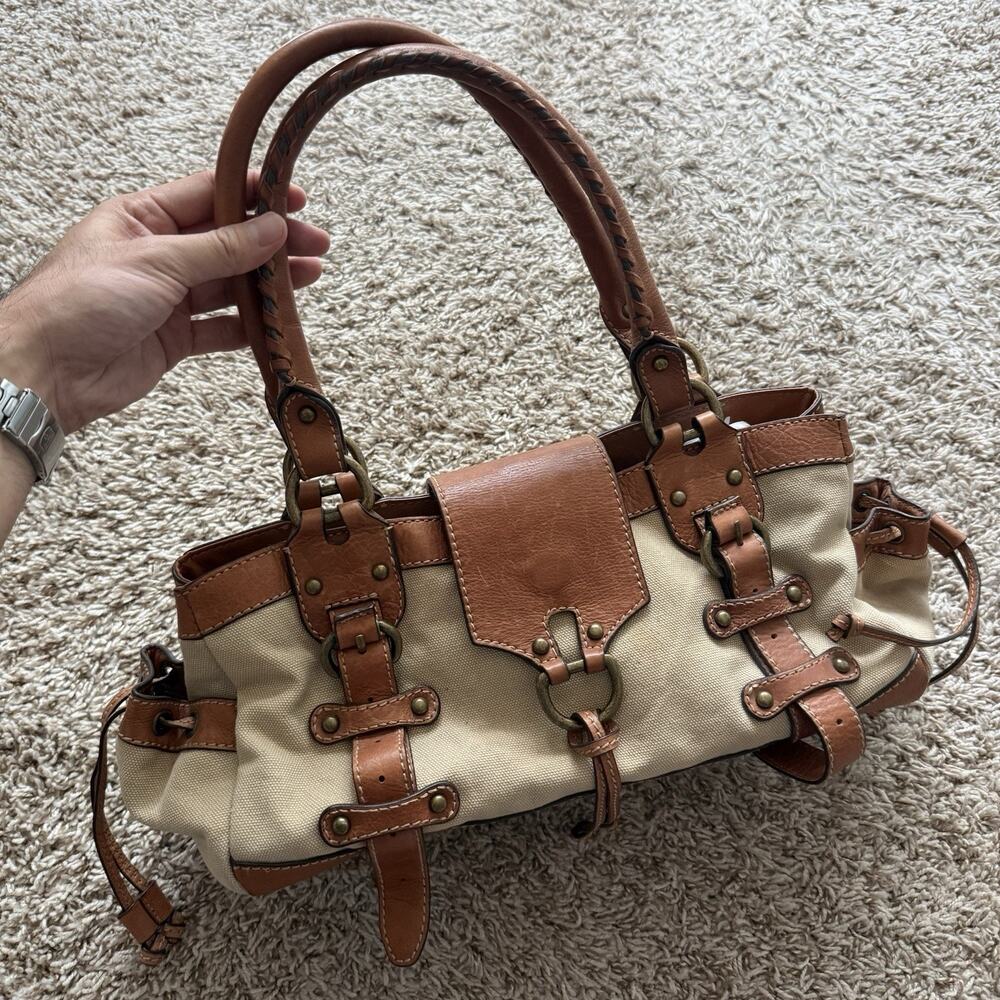 Vintage Y2K Etienne Aigner Canvas Leather Purse Shoulder Bag Fold Over